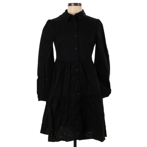 NEW Princess Highway 100% Cotton Take Me Anywhere Black Long Sleeve Shirt Dress - Picture 3 of 10
